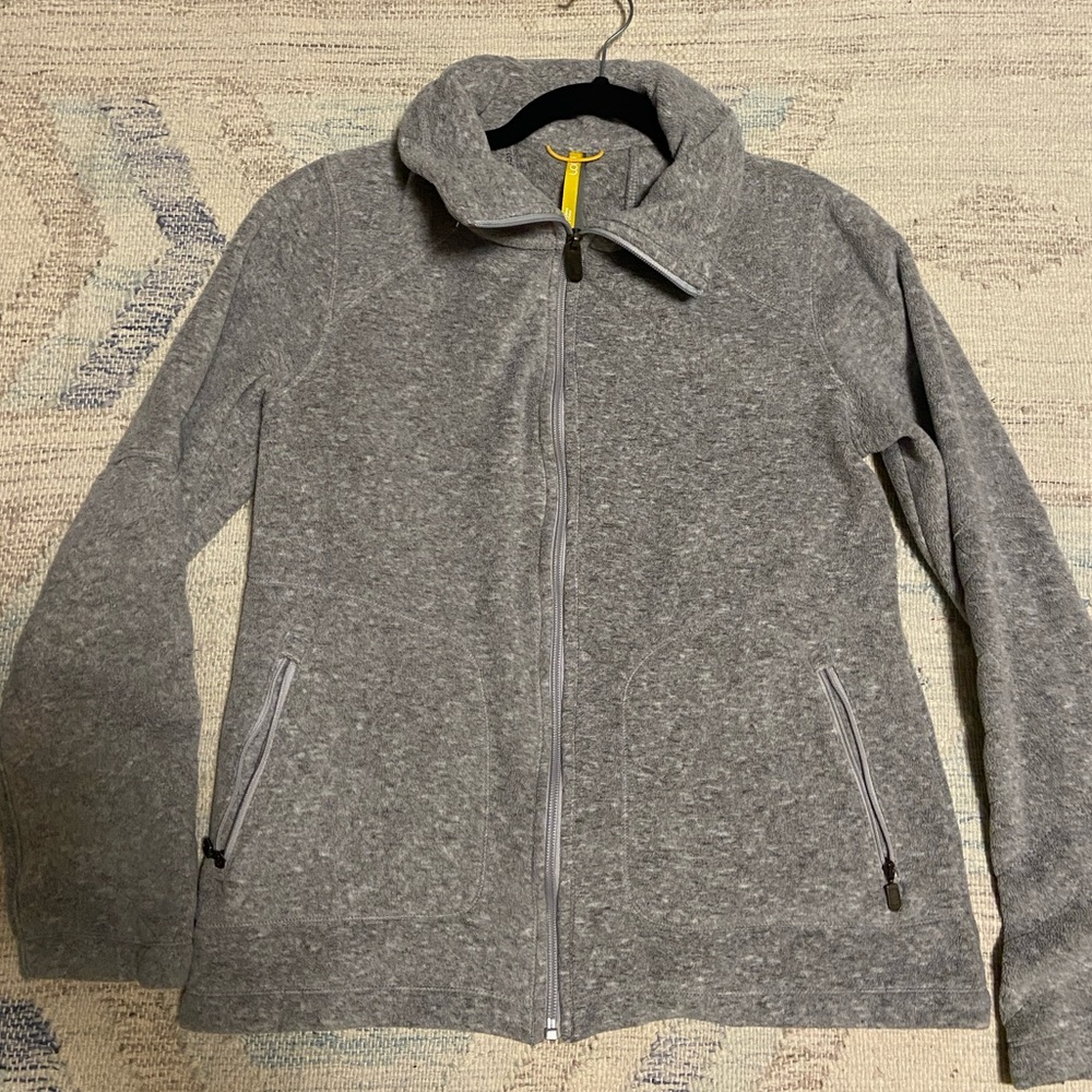 LOLE Gray Full Zip Funnel Neck Jacket Fleece